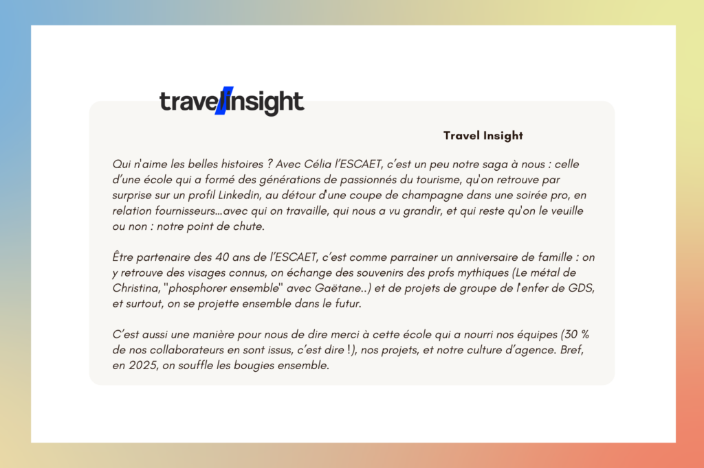 40 ans escaet travel insight
